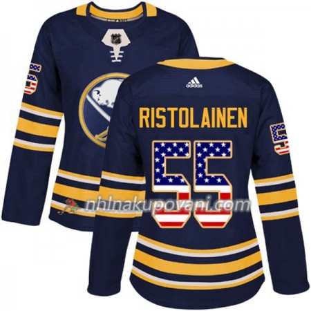 Buffalo Sabres Dresy Rasmus Ristolainen 55 2017-2018 USA Flag Fashion Modrá Adidas Authentic - Dámské